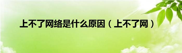 上不了网络是什么原因【上不了网】