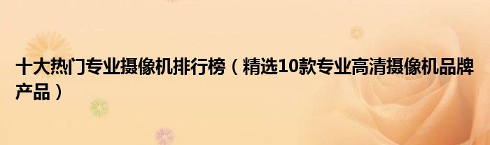 十大热门专业摄像机排行榜【精选10款专业高清摄像机品牌产品】