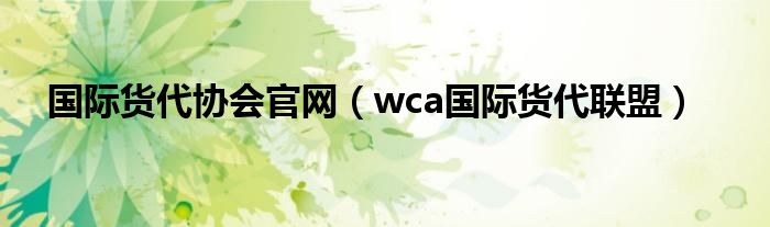 国际货代协会官网【wca国际货代联盟】