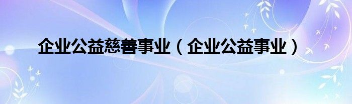 企业公益慈善事业【企业公益事业】