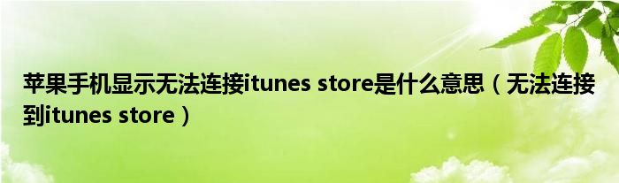 苹果手机显示无法连接itunes store是什么意思【无法连接到itunes store】