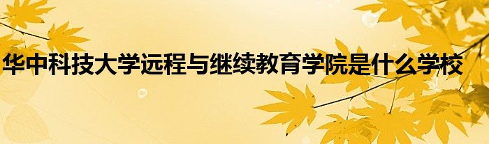 华中科技大学远程与继续教育学院是什么学校