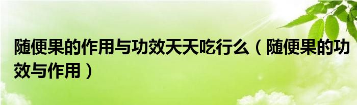 随便果的作用与功效天天吃行么【随便果的功效与作用】