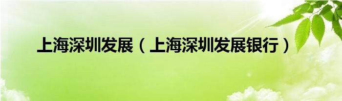 上海深圳发展【上海深圳发展银行】