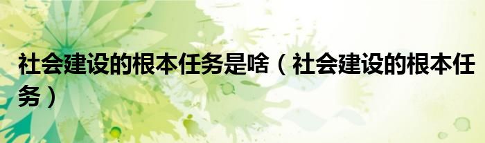 社会建设的根本任务是啥【社会建设的根本任务】