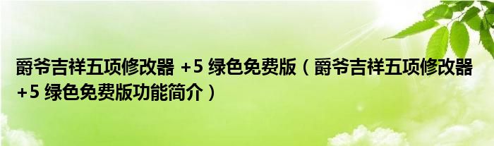 爵爷吉祥五项修改器 +5 绿色免费版【爵爷吉祥五项修改器 +5 绿色免费版功能简介】