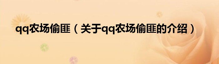 qq农场偷匪【关于qq农场偷匪的介绍】