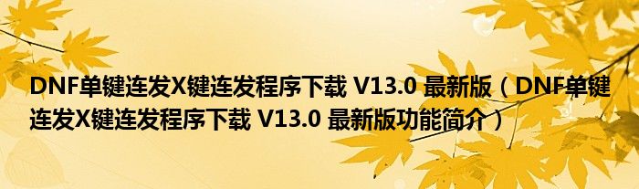 DNF单键连发X键连发程序下载 V13.0 最新版【DNF单键连发X键连发程序下载 V13.0 最新版功能简介】