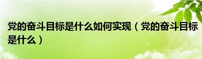 党的奋斗目标是什么如何实现【党的奋斗目标是什么】