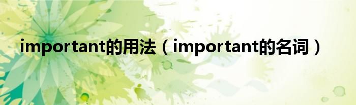 important的用法【important的名词】