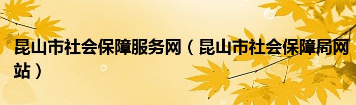 昆山市社会保障服务网【昆山市社会保障局网站】