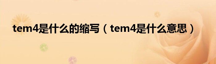 tem4是什么的缩写【tem4是什么意思】