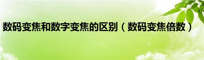 数码变焦和数字变焦的区别【数码变焦倍数】