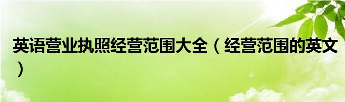 英语营业执照经营范围大全【经营范围的英文】