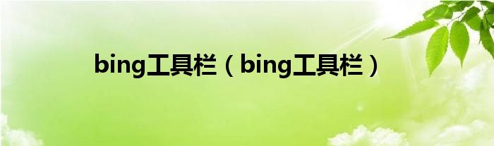 bing工具栏【bing工具栏】