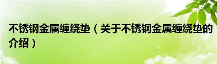 不锈钢金属缠绕垫【关于不锈钢金属缠绕垫的介绍】