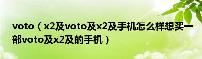 voto【x2及voto及x2及手机怎么样想买一部voto及x2及的手机】