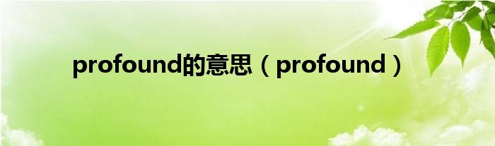 profound的意思【profound】