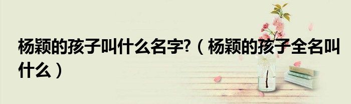 杨颖的孩子叫什么名字?【杨颖的孩子全名叫什么】