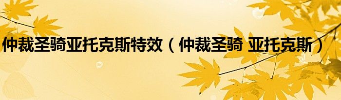 仲裁圣骑亚托克斯特效【仲裁圣骑 亚托克斯】