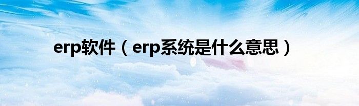 erp软件【erp系统是什么意思】