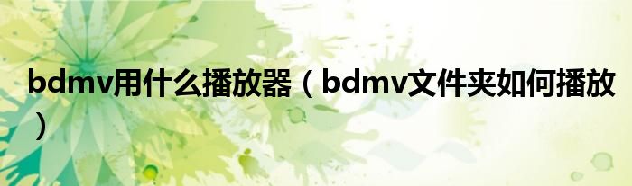 bdmv用什么播放器【bdmv文件夹如何播放】