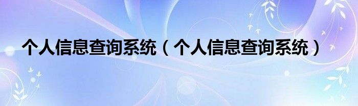 个人信息查询系统【个人信息查询系统】