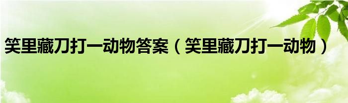 笑里藏刀打一动物答案【笑里藏刀打一动物】