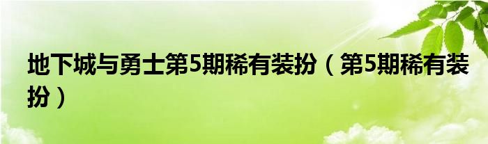 地下城与勇士第5期稀有装扮【第5期稀有装扮】