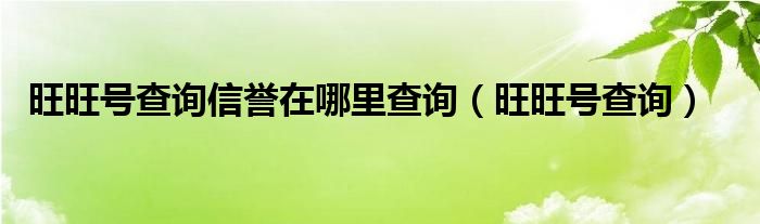 旺旺号查询信誉在哪里查询【旺旺号查询】