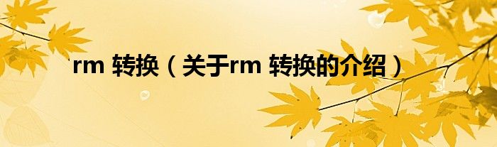 rm 转换【关于rm 转换的介绍】