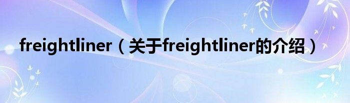 freightliner【关于freightliner的介绍】