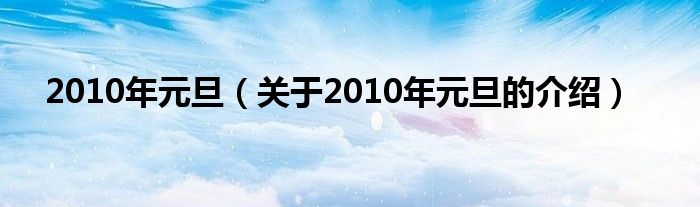 2010年元旦【关于2010年元旦的介绍】