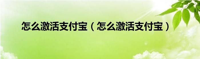 怎么激活支付宝【怎么激活支付宝】