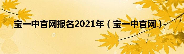 宝一中官网报名2021年【宝一中官网】