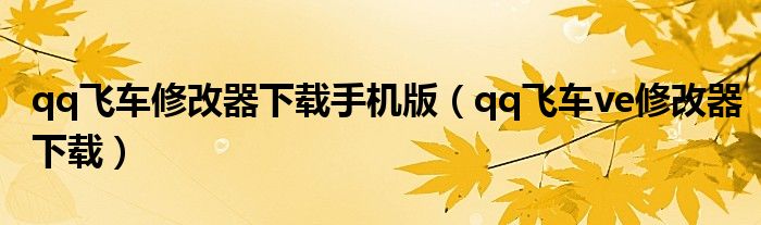 qq飞车修改器下载手机版【qq飞车ve修改器下载】