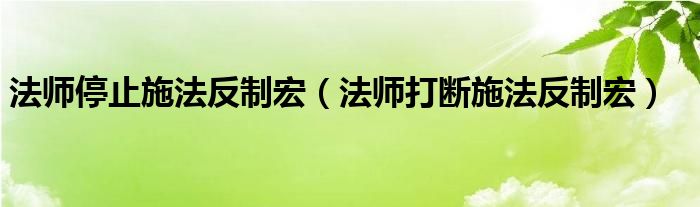 法师停止施法反制宏【法师打断施法反制宏】