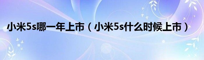 小米5s哪一年上市【小米5s什么时候上市】