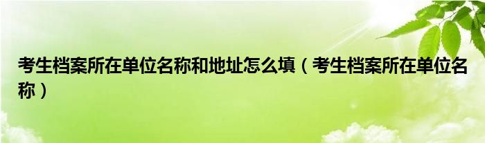 考生档案所在单位名称和地址怎么填【考生档案所在单位名称】