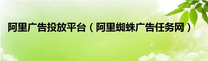 阿里广告投放平台【阿里蜘蛛广告任务网】