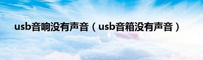 usb音响没有声音【usb音箱没有声音】