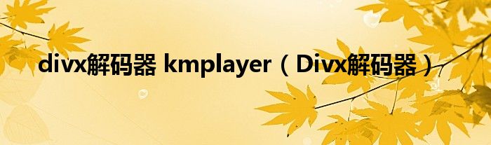 divx解码器 kmplayer【Divx解码器】