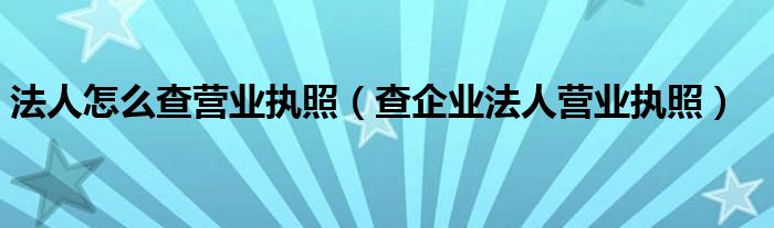 法人怎么查营业执照【查企业法人营业执照】