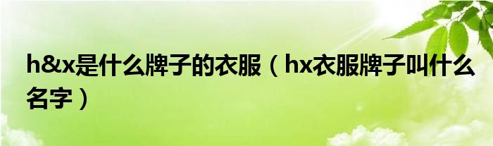 h&x是什么牌子的衣服【hx衣服牌子叫什么名字】