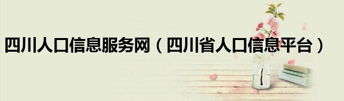 四川人口信息服务网【四川省人口信息平台】