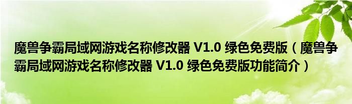 魔兽争霸局域网游戏名称修改器 V1.0 绿色免费版【魔兽争霸局域网游戏名称修改器 V1.0 绿色免费版功能简介】