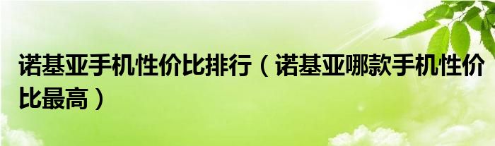 诺基亚手机性价比排行【诺基亚哪款手机性价比最高】