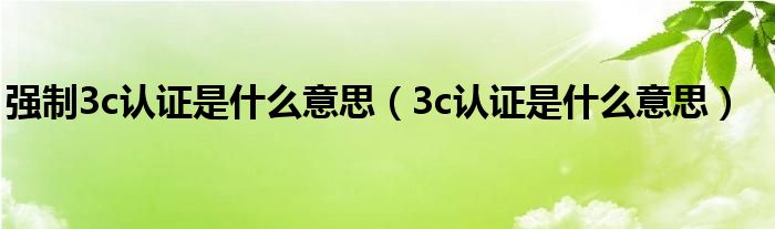 强制3c认证是什么意思【3c认证是什么意思】