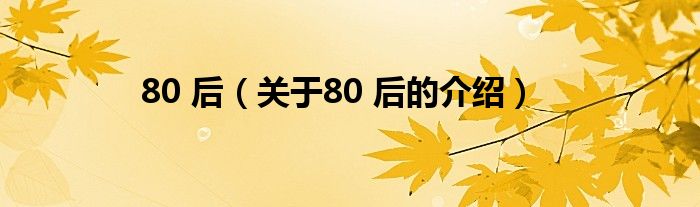 80 后【关于80 后的介绍】