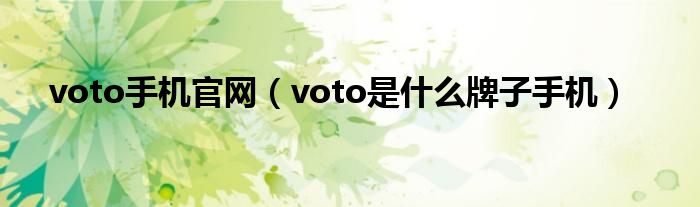 voto手机官网【voto是什么牌子手机】